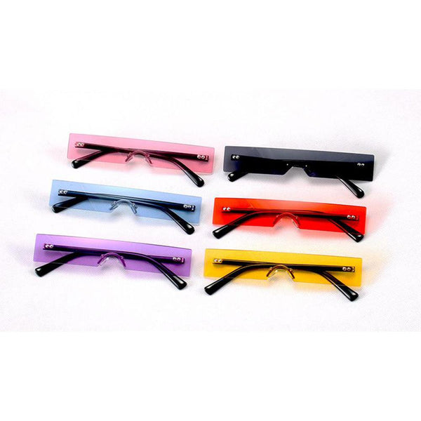 Rimless Slimline Color Rectangle Lens Sunglasses