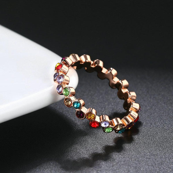 Rose Gold Multicolor Crystal Ring