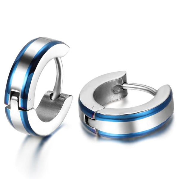 Shiny Wide Gauge Stainless Steel Metallic Hoop Earrings