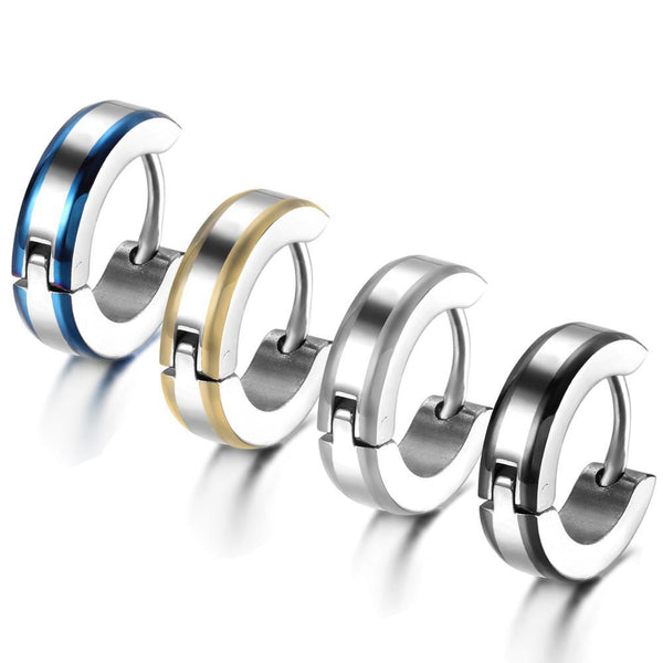 Shiny Wide Gauge Stainless Steel Metallic Hoop Earrings