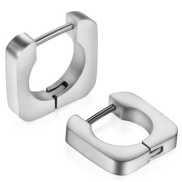 Stainless Steel Metallic Geometric Square Hoop Earrings