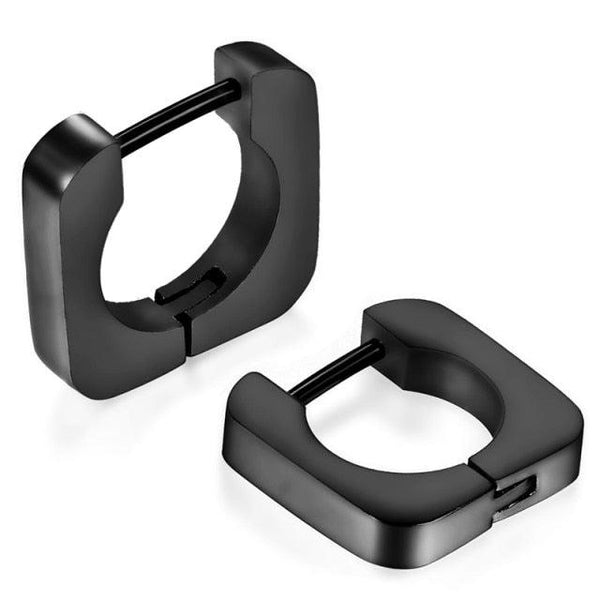 Stainless Steel Metallic Geometric Square Hoop Earrings