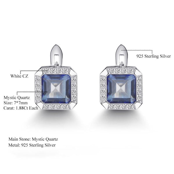 Sterling Silver Blue Mystic Quartz Pave Earrings