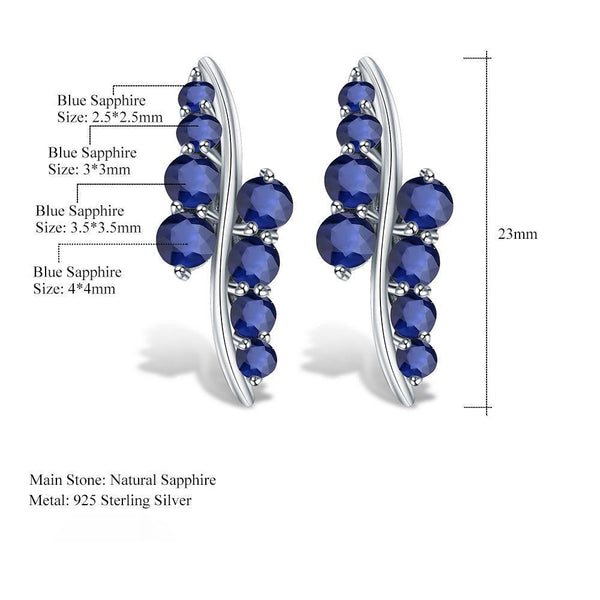 Sterling Silver Blue Sapphire Cluster Earrings