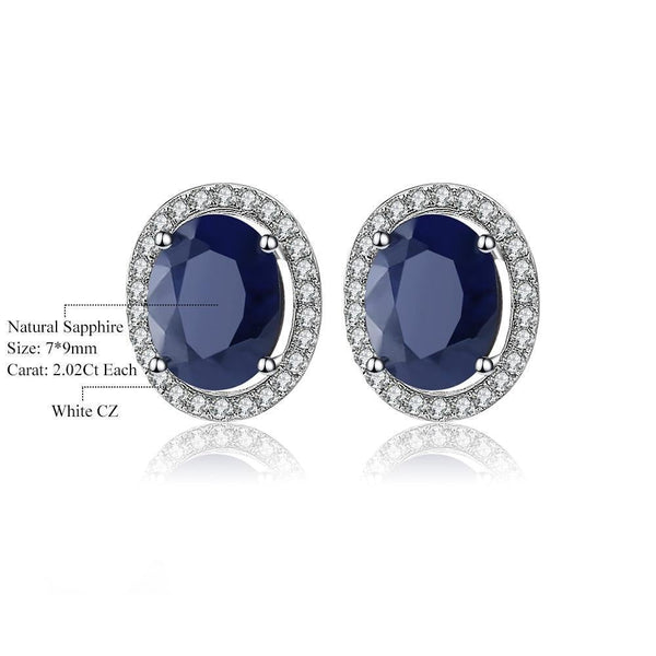 Sterling Silver Blue Sapphire Luxury Stud Earrings