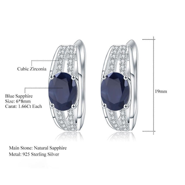 Sterling Silver Blue Sapphire Pave Earrings