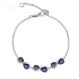 Sterling Silver Blue Sapphire Teardrop Link Bracelet