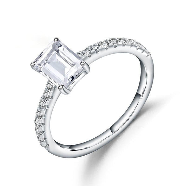 Sterling Silver Emerald Cut Solitaire Ring