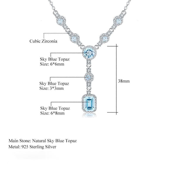 Sterling Silver Luxury Blue Topaz Statement Necklace