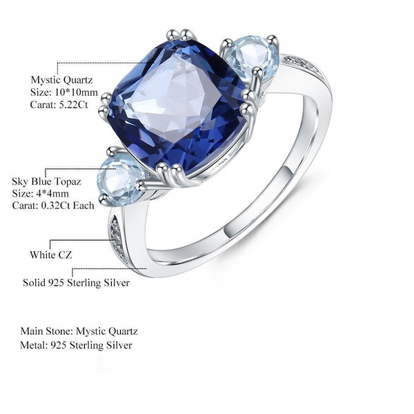 Sterling Silver Luxury Mystic Quartz & Topaz Ring