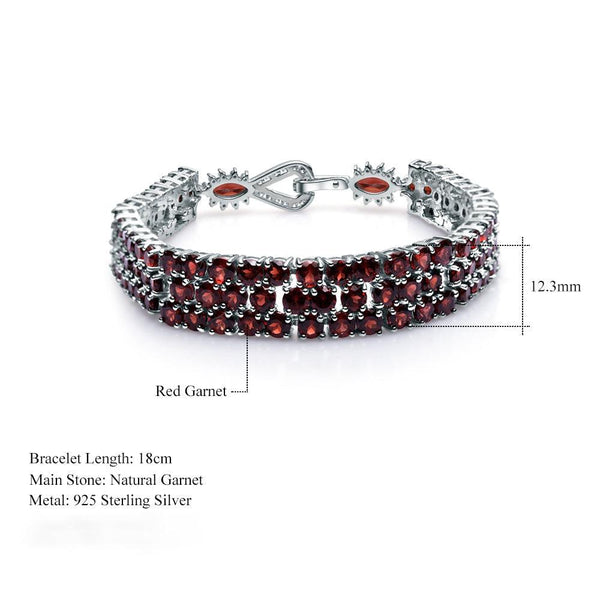 Sterling Silver Luxury Red Garnet Bracelet