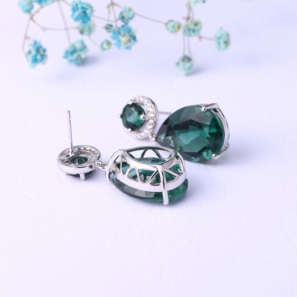 Sterling Silver Nano Emerald Statement Earrings