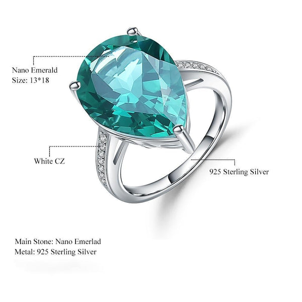 Sterling Silver Nano Emerald Statement Ring