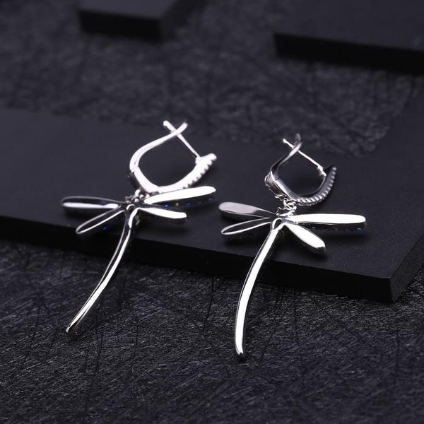 Sterling Silver Peridot Dragonfly Drop Earrings