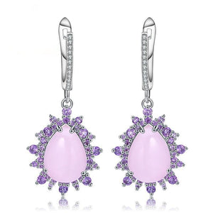Sterling Silver Pink Calcedony Luxury Earrings