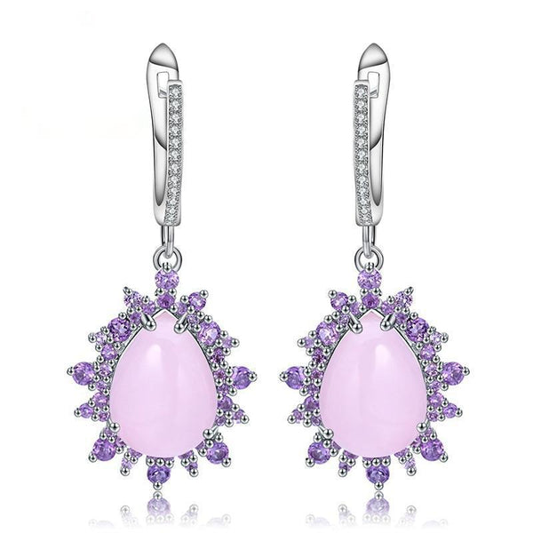 Sterling Silver Pink Calcedony Luxury Earrings