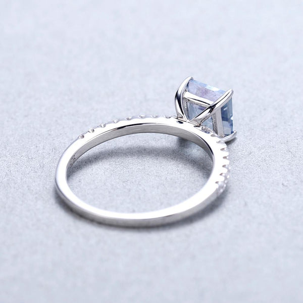 Sterling Silver Princess Cut Blue Mystic Quartz Ring