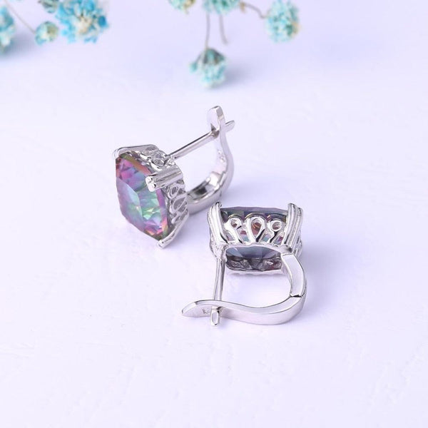 Sterling Silver Rainbow Mystic Quartz Statement Jewelry Set