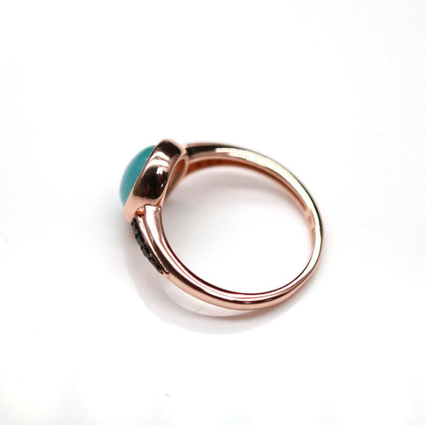 Sterling Silver Rose Gold Natural Amazonite Center Stone Ring