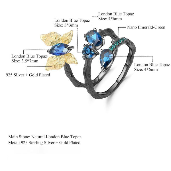 Sterling Silver Topaz Butterfly Ring