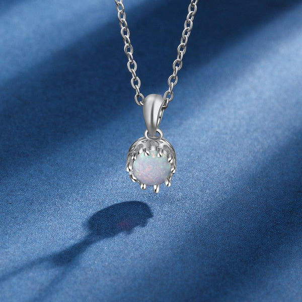 Sterling Silver White Opal Pendant Necklace