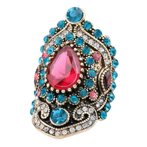 Turkish Jewelry Blue Crystal Statement Ring
