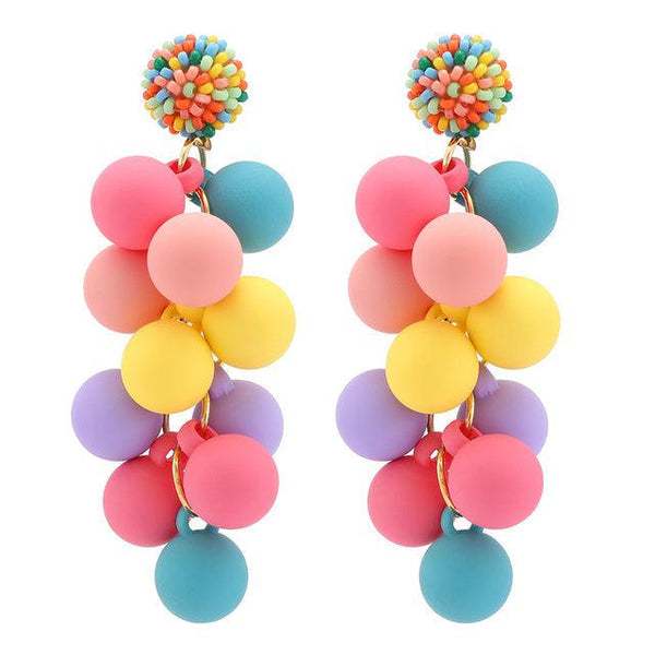 Vibrant Color Acrylic Balloon Ball Drop Statement Earrings