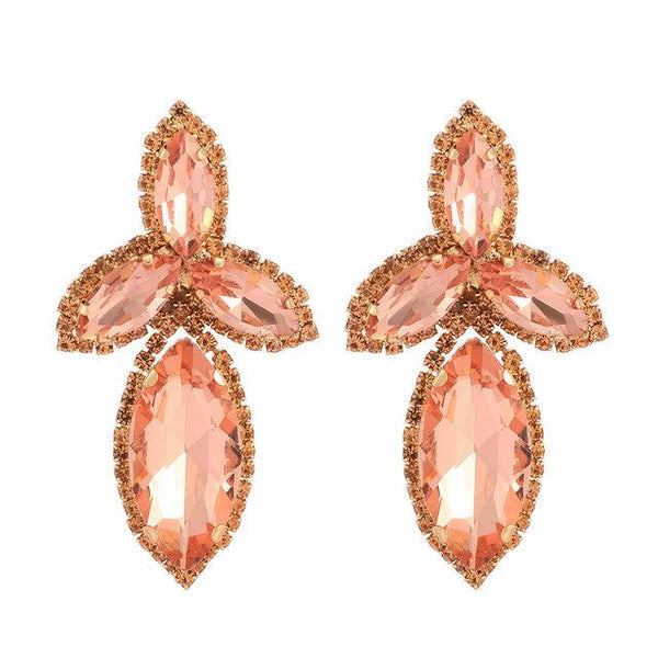 Vibrant Color Big Glass Luxury Crystal Dangle Earrings