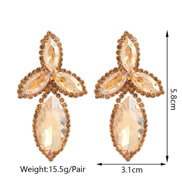 Vibrant Color Big Glass Luxury Crystal Dangle Earrings