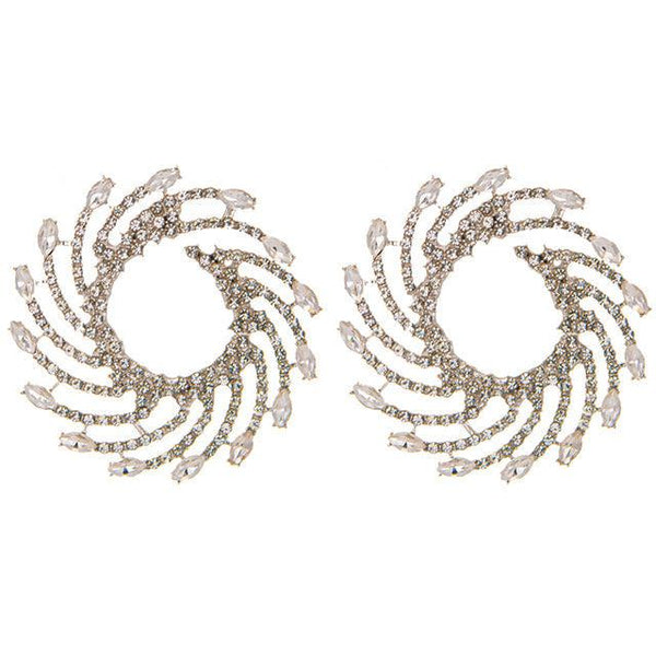 Vintage Design BOHO Full Crystal Rhinestone Hoop Swirl Statement Earrings
