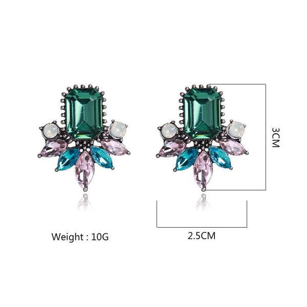 Vintage Design Formal Colorful Crystal Maxi Stud Earrings
