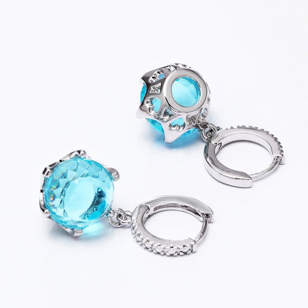Vintage Design Neo Gothic Aqua Blue Stone Geometric BOHO Dangle Drop Earrings