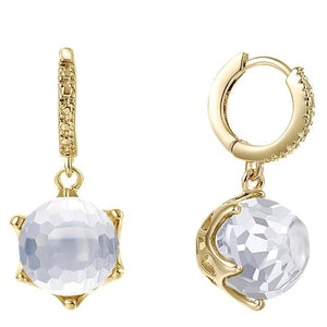 Vintage Design Neo Gothic Gold Clear White Stone Geometric BOHO Dangle Drop Earrings