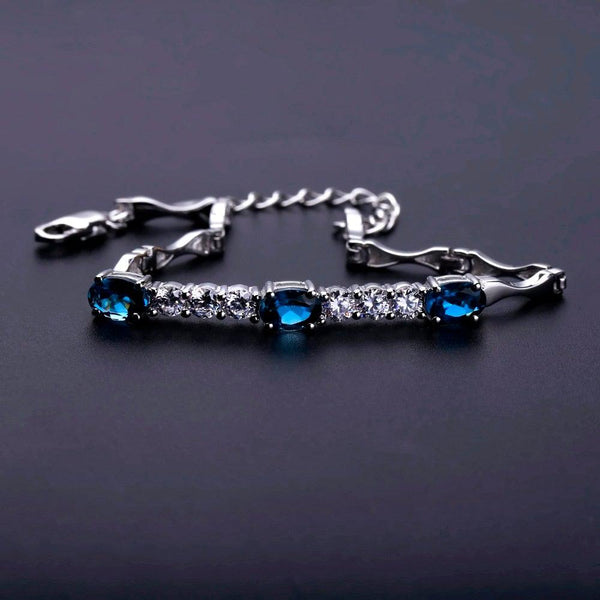 Vintage Design Sterling Silver Blue Topaz Bracelet