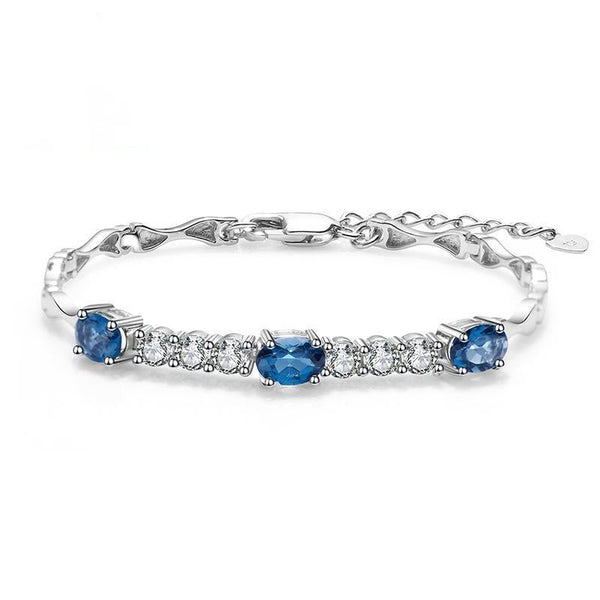 Vintage Design Sterling Silver Blue Topaz Bracelet