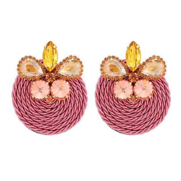 Woven Rope Design BOHO Butterfly Crystal Maxi Stud Dangle Earrings
