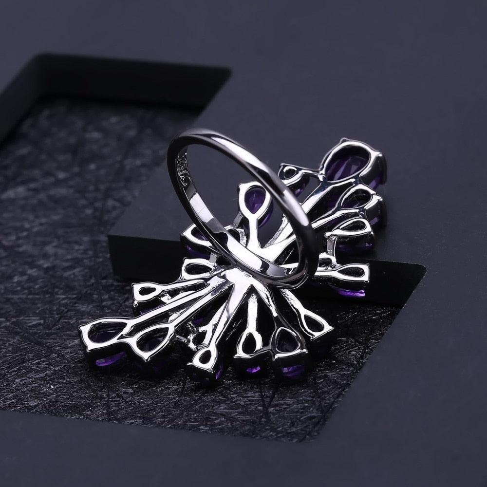 Amethyst Starburst Sterling Silver Ring and Earring Set - Lucid Fantasy 