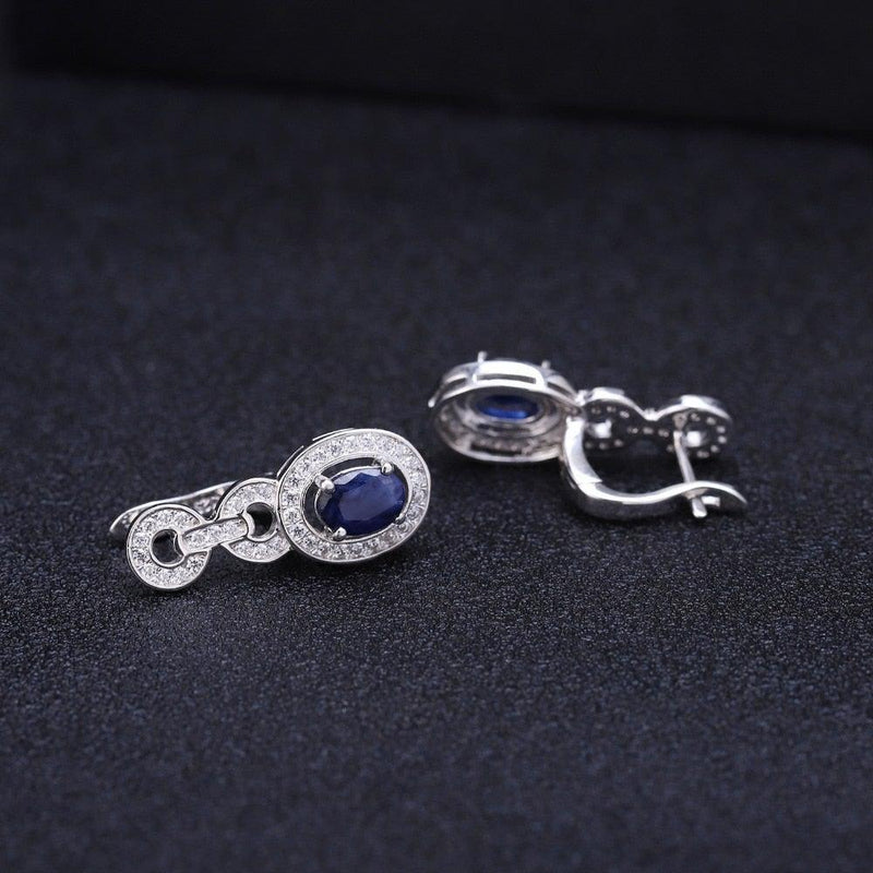 Antique-Inspired Sterling Silver Blue Sapphire Dangle Earrings - Lucid Fantasy 