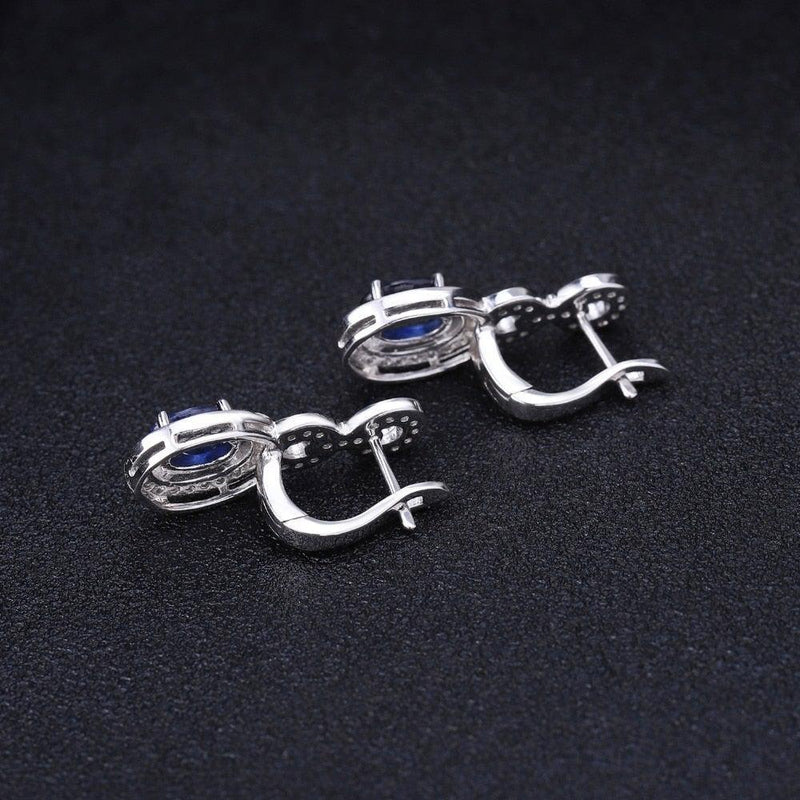 Antique-Inspired Sterling Silver Blue Sapphire Dangle Earrings - Lucid Fantasy 