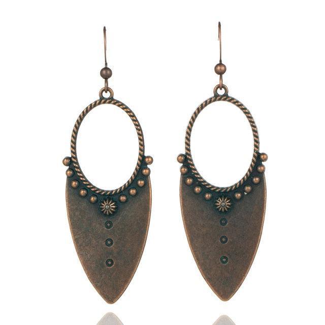 Antique-Style Wedge-Drop Hoop Earrings - Lucid Fantasy 