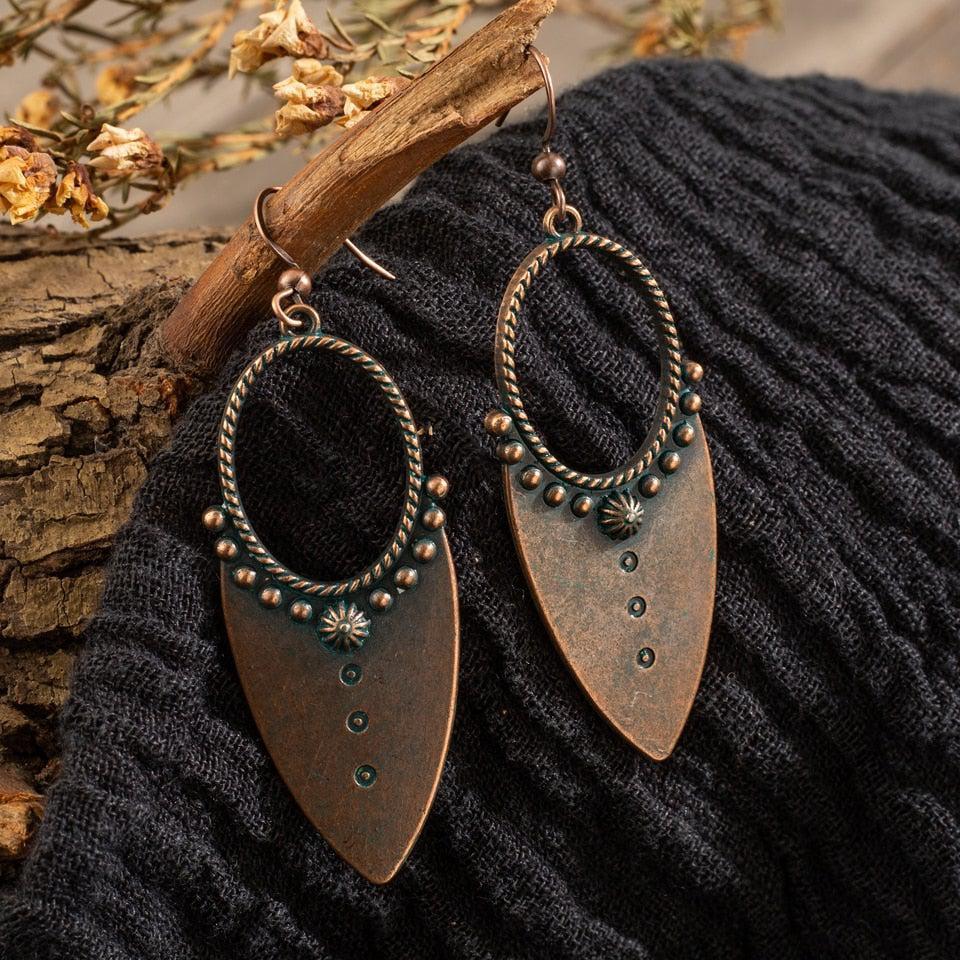 Antique-Style Wedge-Drop Hoop Earrings - Lucid Fantasy 