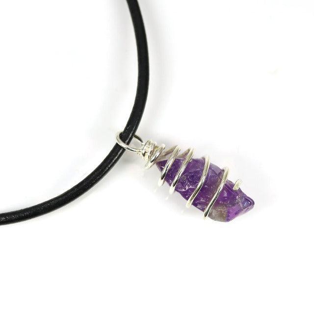 Artisan Crafted Chunky Amethyst Pendant in 925 Sterling Silver - Unique Boho Style - Lucid Fantasy 