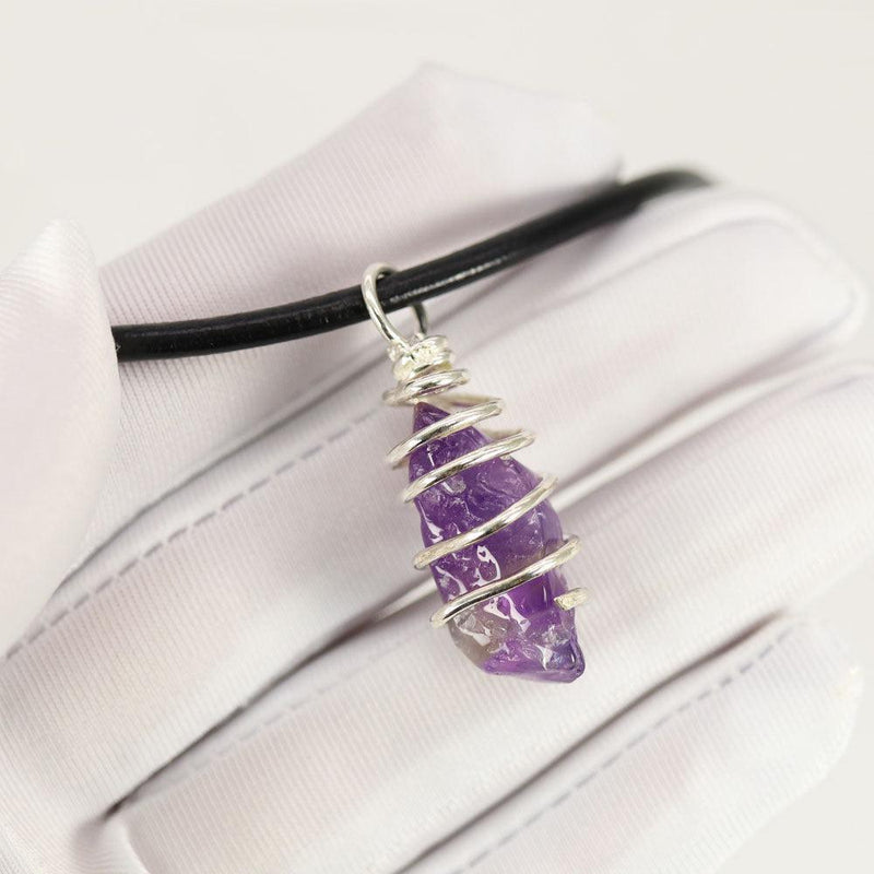 Artisan Crafted Chunky Amethyst Pendant in 925 Sterling Silver - Unique Boho Style - Lucid Fantasy 