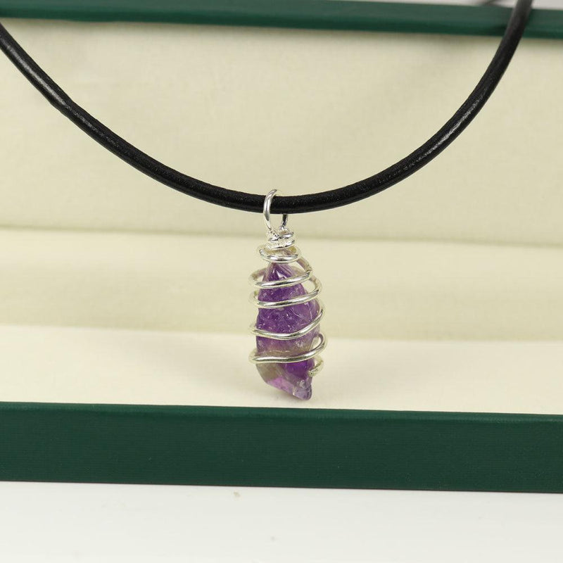 Artisan Crafted Chunky Amethyst Pendant in 925 Sterling Silver - Unique Boho Style - Lucid Fantasy 