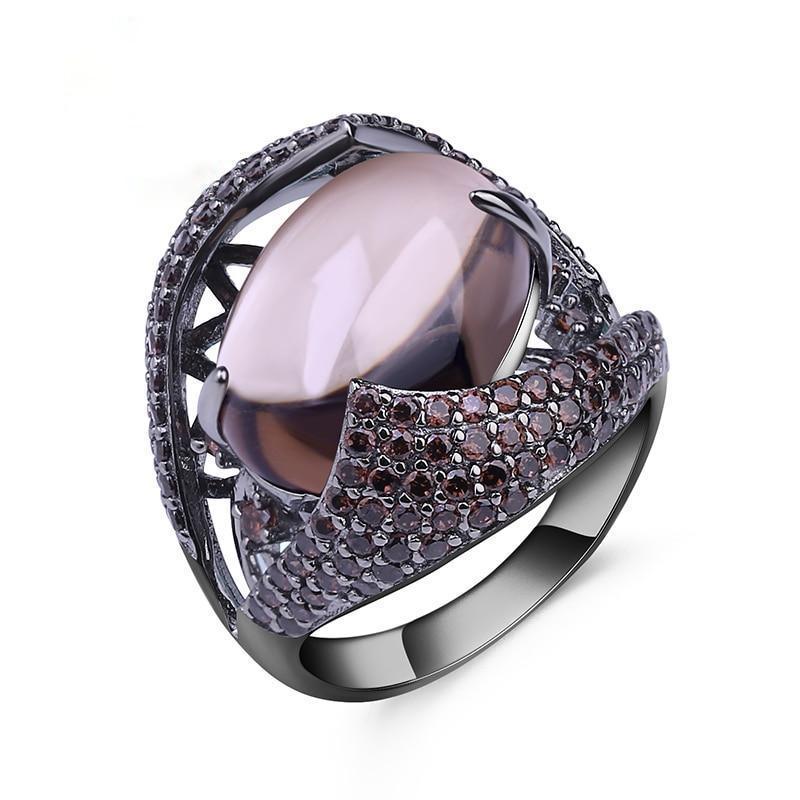 Artisan Crafted Smoky Quartz and Sterling Silver Statement Ring - Lucid Fantasy 