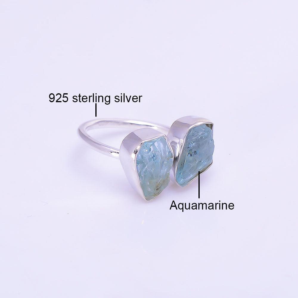 Artisan Crafted Sterling Silver Triple Gemstone Ring with Aquamarine, Apatite, and Amethyst-Citrine - Lucid Fantasy 