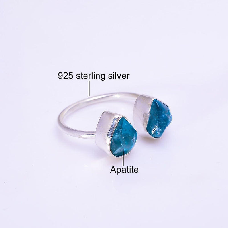 Artisan Crafted Sterling Silver Triple Gemstone Ring with Aquamarine, Apatite, and Amethyst-Citrine - Lucid Fantasy 