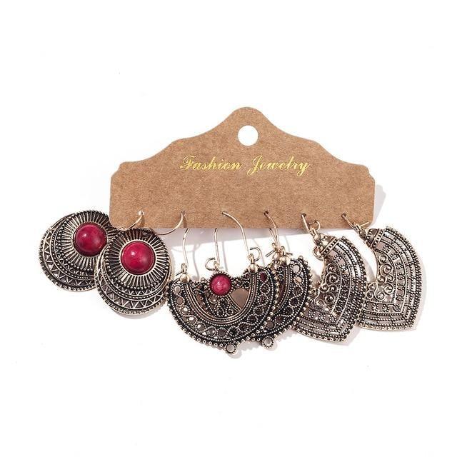 Bohemian Antique Bronze Dangle Earrings Set - 3 Pairs - Lucid Fantasy 