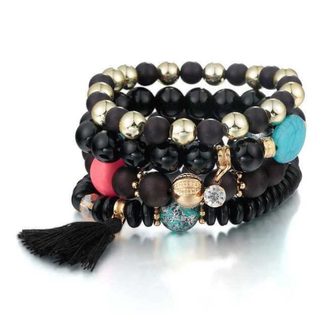 Bohemian Beaded Tassel Cuff Bracelet - Lucid Fantasy 