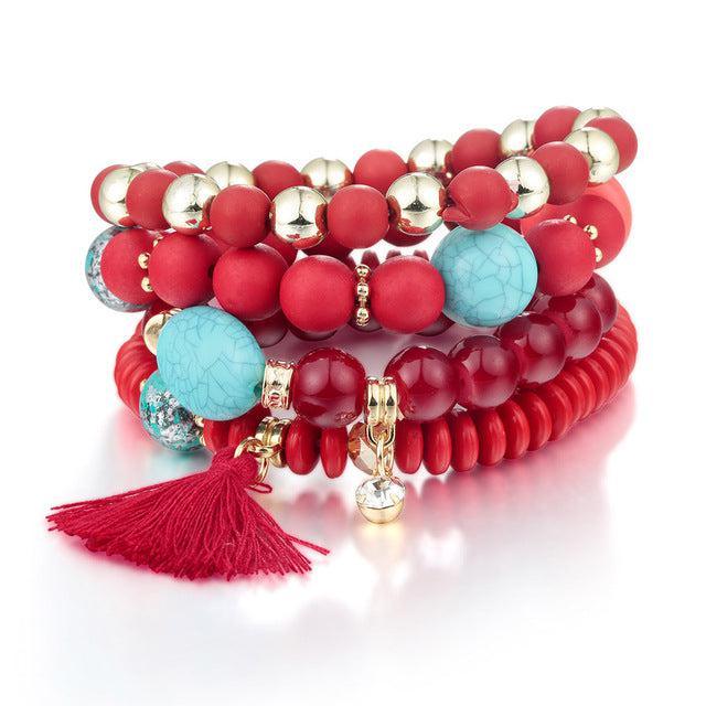 Bohemian Beaded Tassel Cuff Bracelet - Lucid Fantasy 